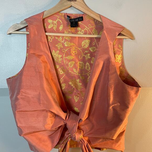 Lafayette 148 SET Silk Shantung Pleated Kareem Skirt & Tie Top SIZE 12 EUC - Picture 14 of 15